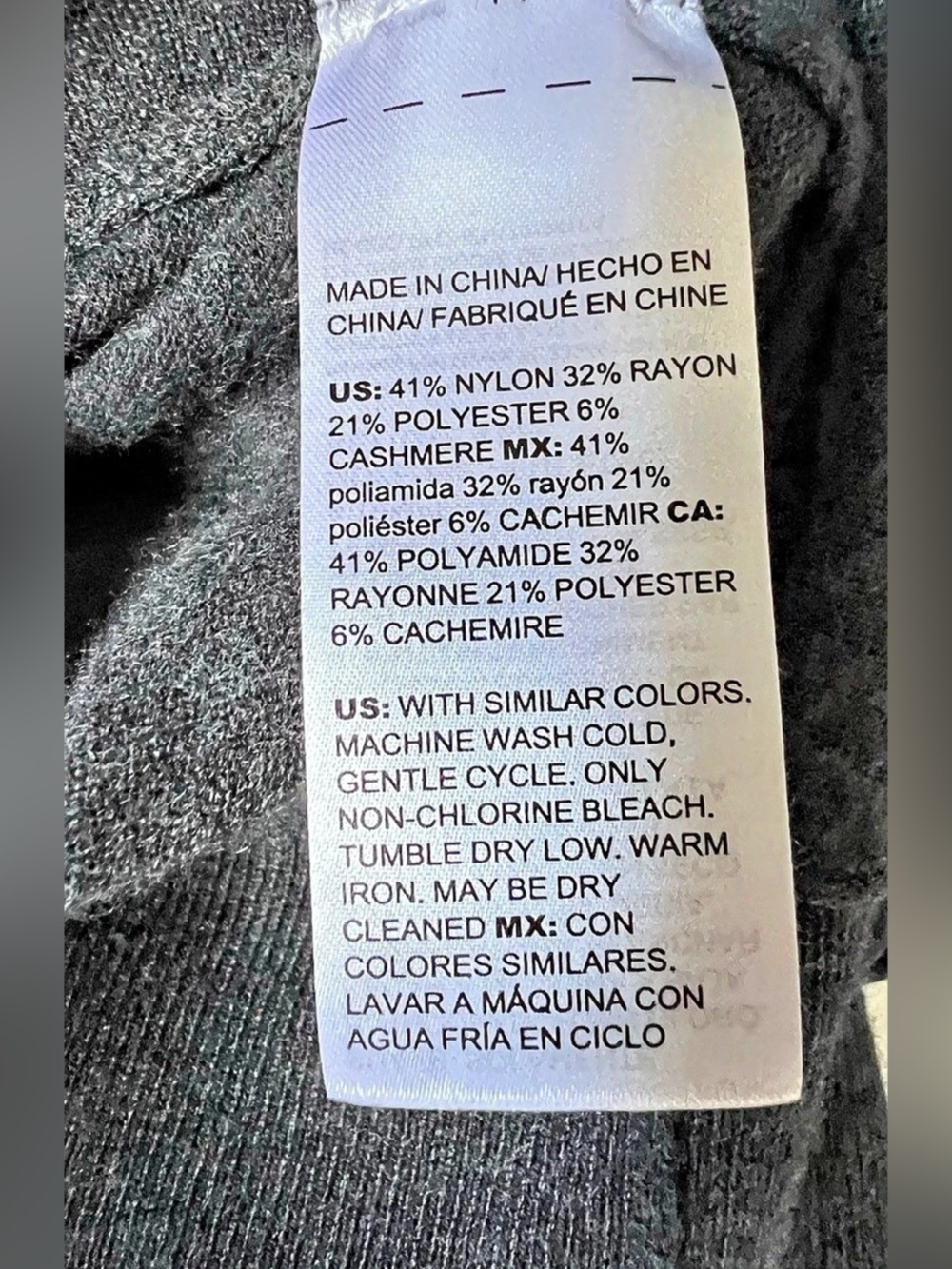 Chico's Graphite Heather Gray Cashmere-Blend Wrap Front Sweater Balletcore L - Picture 11 of 11